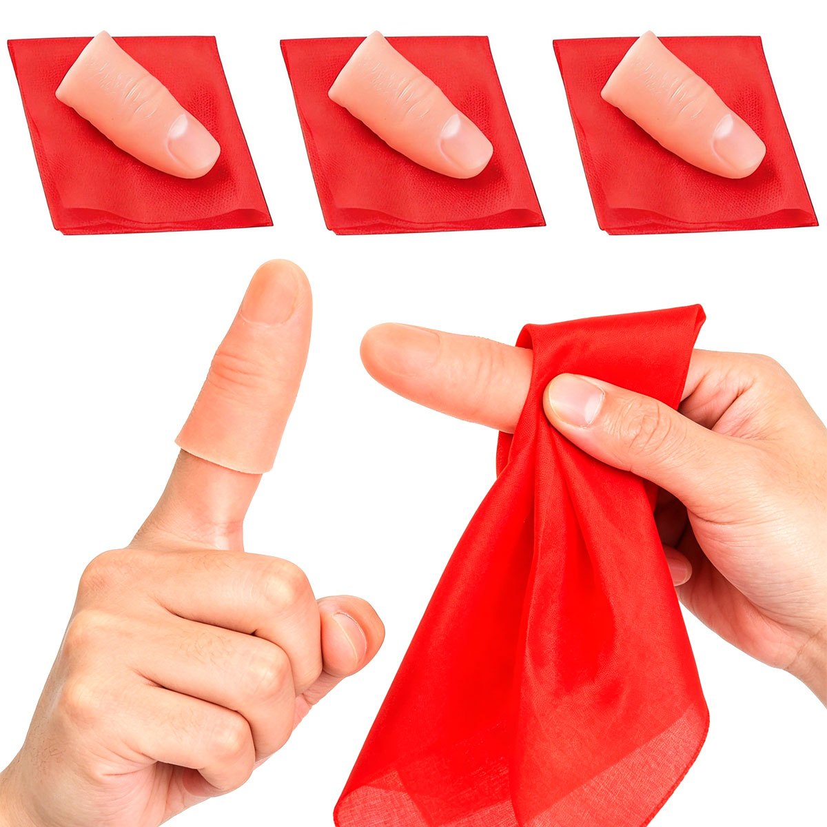 Thumb Tip Magic Trick Set - 3set Scarf-Vanish Magic Thumb Tip -