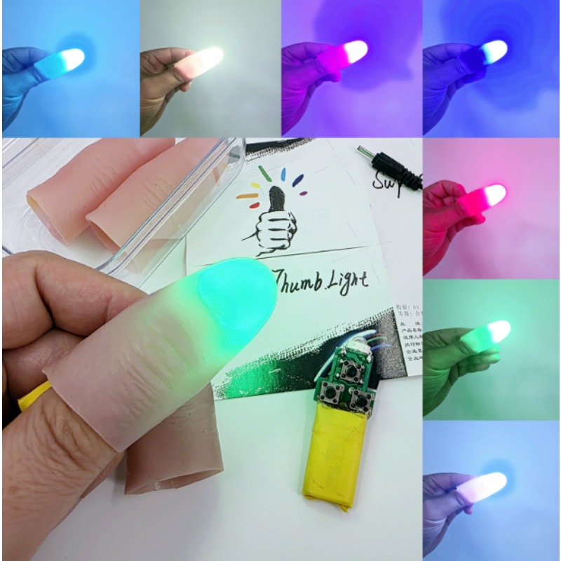 Thumb Tip Magic Trick Set - 7 Color Light-Pair Set Charging Brilliant