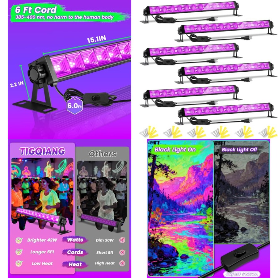 4W Pack LED Black Light Bar, B - đánh giá và giá Party Supplies