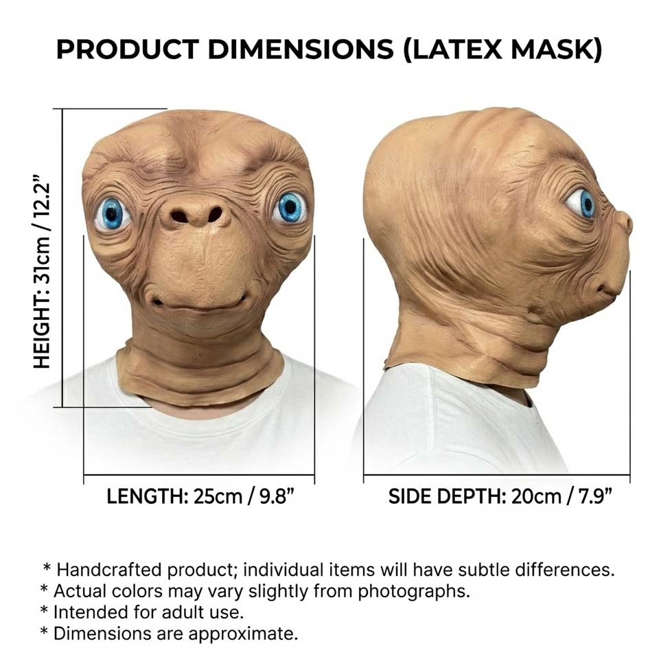 Realistic ET Alien Latex Mask  - đánh giá và giá Latex Alien Mask Realistic