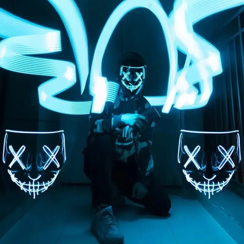 Wireless Neon LED Purge Mask G - đánh giá và giá Led Purge Mask Halloween