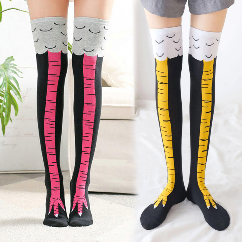1Pairs Women Print Knee High S - đánh giá và giá Funny Chicken Leg Socks