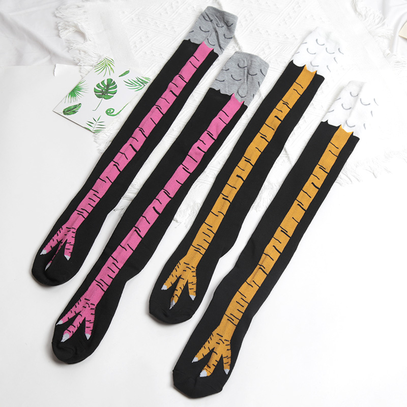 1Pairs Women Print Knee High S - đánh giá và giá Funny Chicken Leg Socks