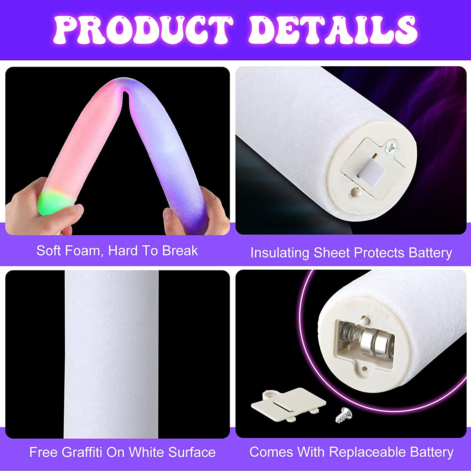 30/60pcs LED Glow Foam Stick F - đánh giá và giá Flashing Led Foam Sticks Party
