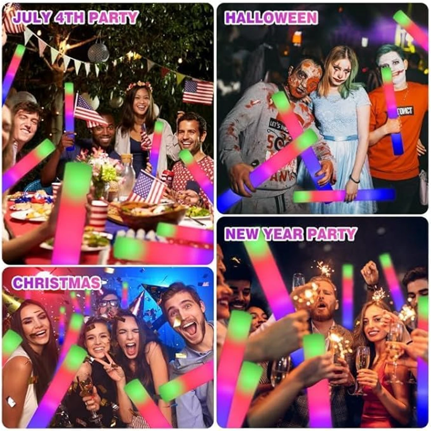 50Pcs LED Foam Glow Sticks 8~1 - đánh giá và giá Flashing Led Foam Sticks Party