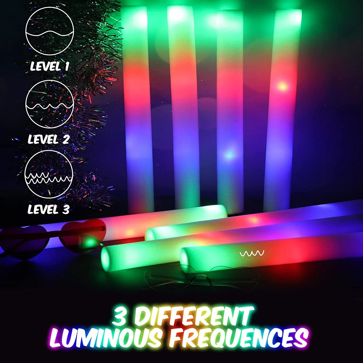 50Pcs LED Foam Glow Sticks 8~1 - đánh giá và giá Flashing Led Foam Sticks Party