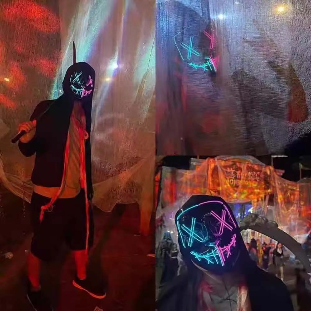 Wireless Neon LED Purge Mask G - đánh giá và giá Led Purge Mask Halloween