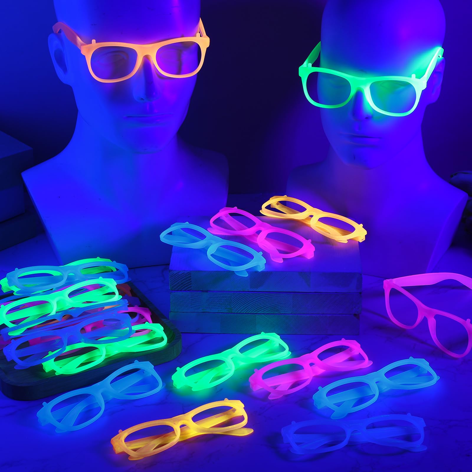 2/12pcs Glow-in-the-Dark Neon  - đánh giá và giá Glow In The Dark Party Glasses