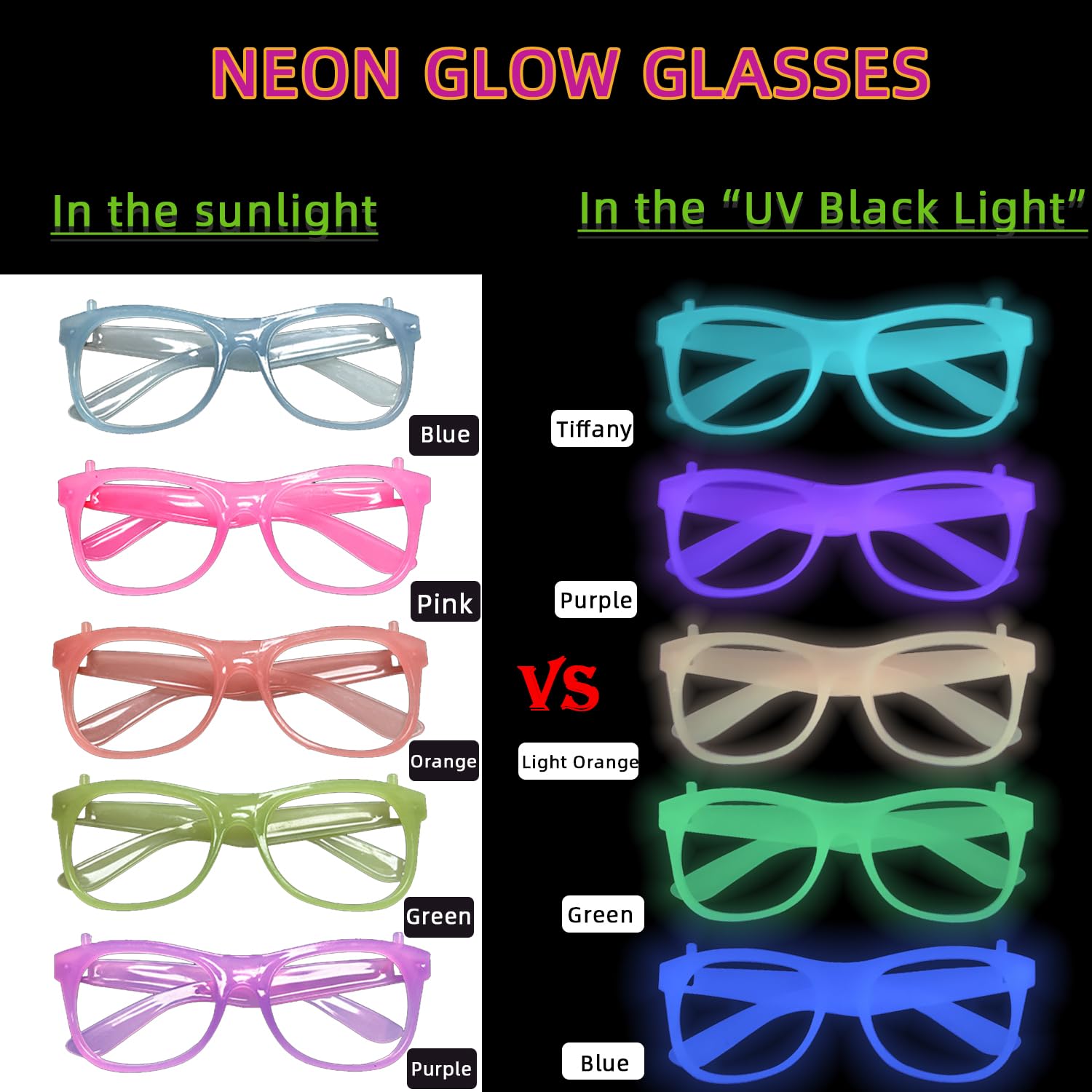 2/12pcs Glow-in-the-Dark Neon  - đánh giá và giá Glow In The Dark Party Glasses