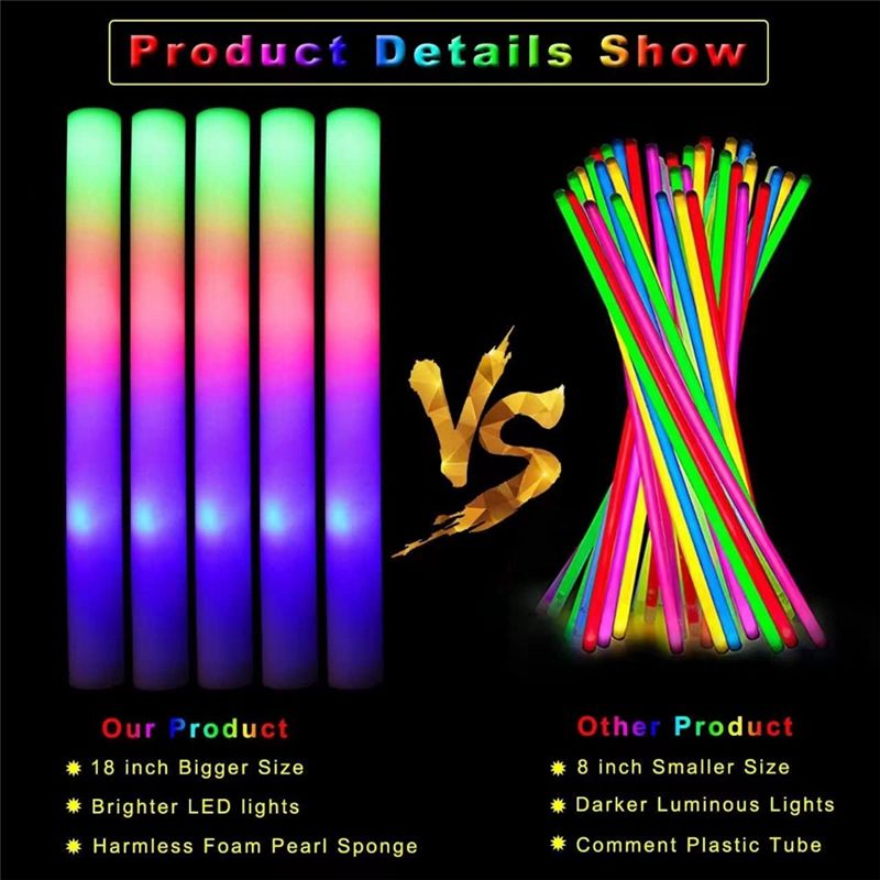 【Big Deal】Glow Sticks Bulk, LE - đánh giá và giá Flashing Led Foam Sticks Party