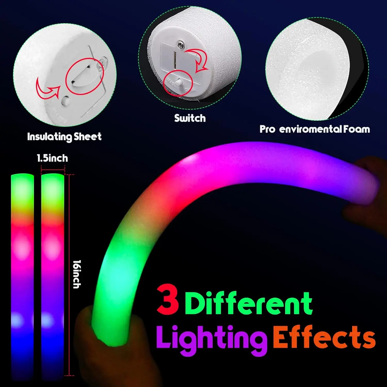 30Pcs Foam Glow Sticks with 3  - đánh giá và giá Flashing Led Foam Sticks Party