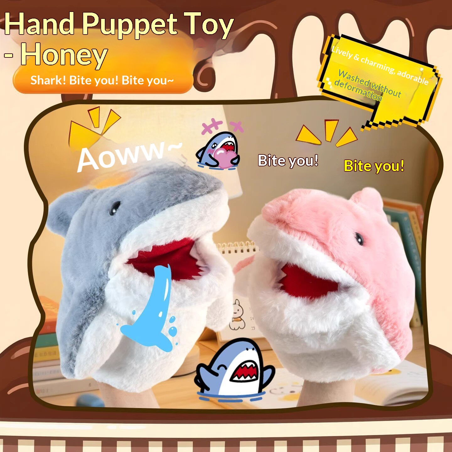 Shark Hand Puppet Plush Shark  - đánh giá và giá Prank Toys
