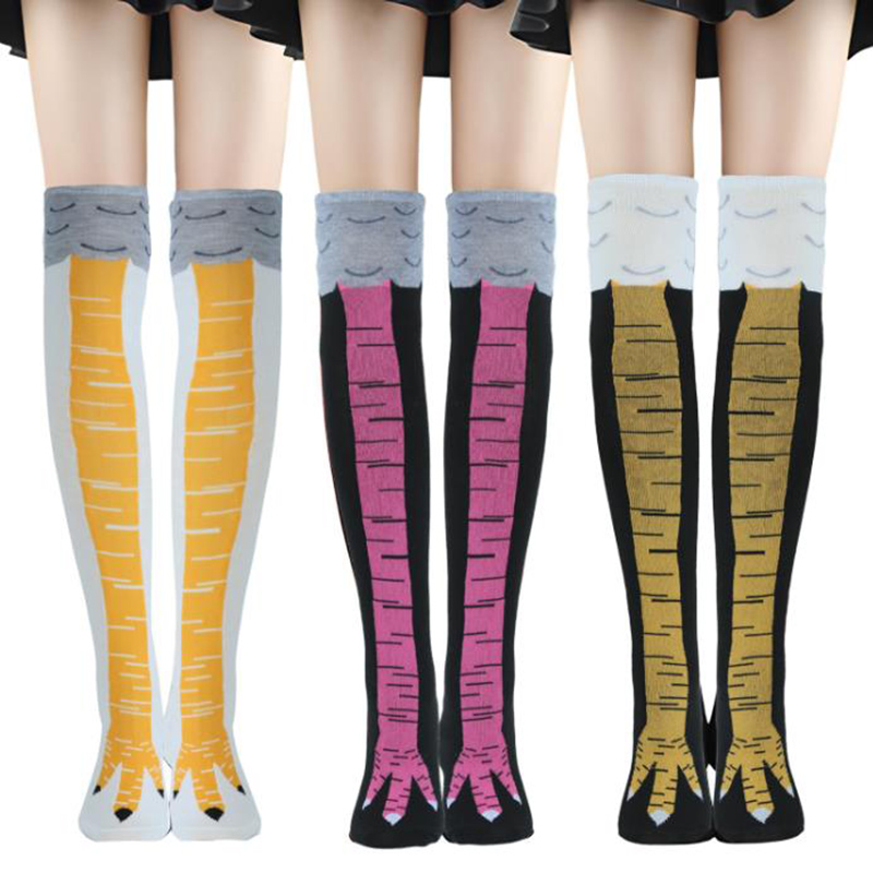 1-4 Pairs Women Knee High Sock - đánh giá và giá Funny Chicken Leg Socks